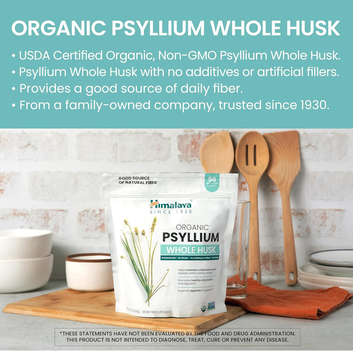 Himalaya Organic Psyllium Whole Husk Fiber Supplement,Unflavored,12 oz