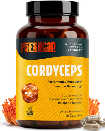 FreshCap Mushrooms Premium Organic Lions Mane Capsules - 14:1 Fruiting Body Extract with 31% Beta-Glucans - 3rd-Party Tested Nootropic for Clarity, Focus & Cognitive Support (120 Capsules)