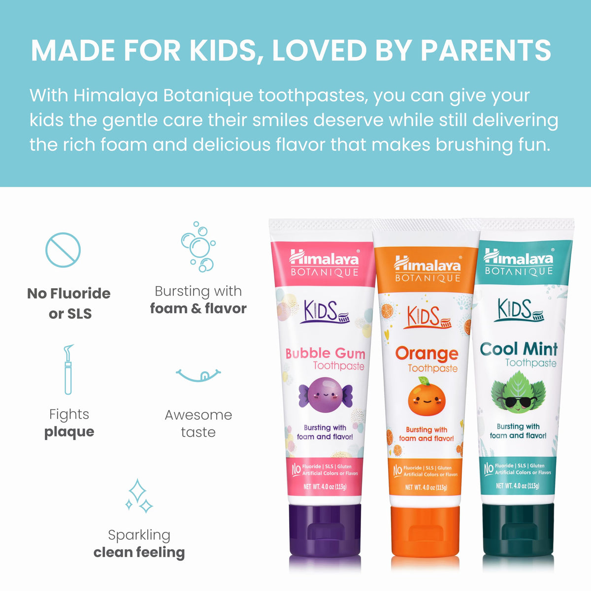 Himalaya Botanique Kids Toothpaste, Cool Mint, 4 Oz, 1 Pack