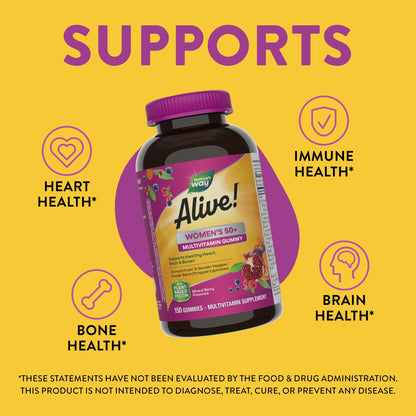 Nature's Way Alive! Women’s 50+ Daily Gummy Multivitamins, Supports Healthy Heart