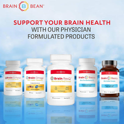 Brain ResQ Advanced Mitochondrial Formula with PQQ, CoQ10, Trans Resveratrol, MenaQ7 & Quercetin Supplement - 100mg of CoQ10 & 15mg PQQ – Supports Brain, Heart & Cellular Health – 60 Capsules