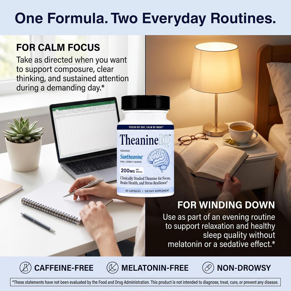 Utzy Naturals TheanineIQ | 200 mg L-Theanine | 60 Capsules