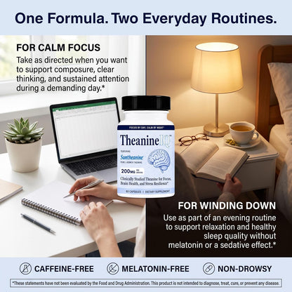 Utzy Naturals TheanineIQ | 200 mg L-Theanine | 60 Capsules