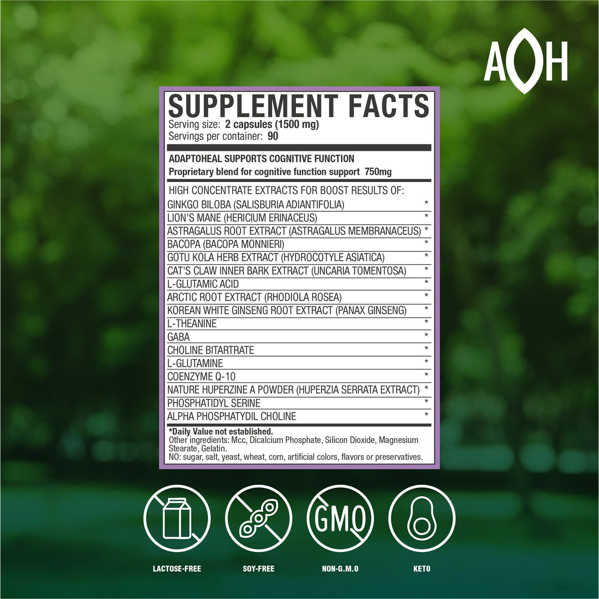 ADAPTOHEAL Neuroheal Cognitive Function Lion's Mane, Bacopa (90 Caps)