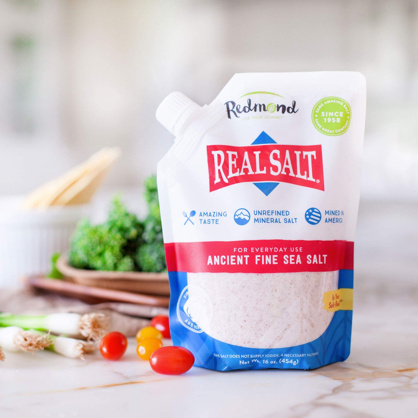 REDMOND Real Sea Salt - Natural Unrefined Gluten Free Fine, 26 Ounce Pouch (1 Pack)