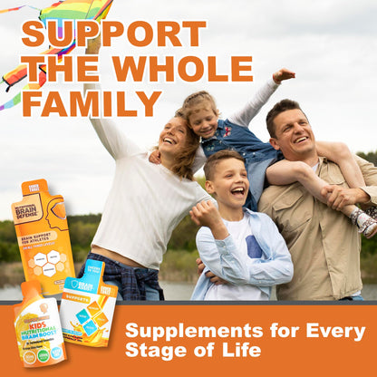 Cover Three Brain Assist Brain Supplement, Nutritional Focus Supplement with Curcumin, Uridine, Orange Slice Liquid Brain Support Formula, High Performance Memory Supplements