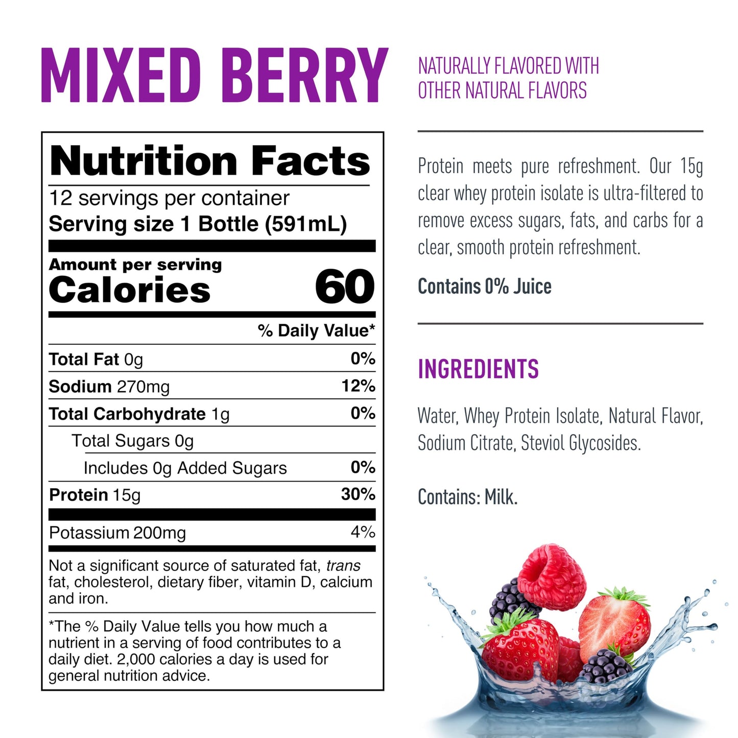 Isopure Clear Protein Stick Pack, Mixed Berry, 20 Count (Pack of 1)