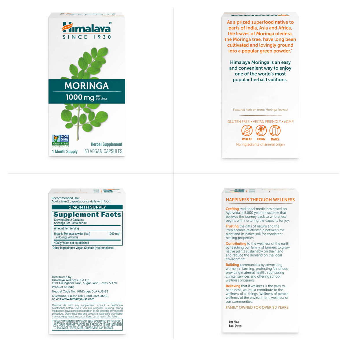 Himalaya Organic Moringa capsules - Moringa Supplement, Herbal Superfood Antioxidants Supplement Supporting Wellness, Vitality, and Oxidative Stress - Vegan, Non-GMO, Gluten Free, 1000 mg, 60 Capsules