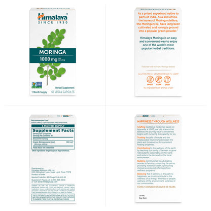 Himalaya Organic Moringa capsules - Moringa Supplement, Herbal Superfood Antioxidants Supplement Supporting Wellness, Vitality, and Oxidative Stress - Vegan, Non-GMO, Gluten Free, 1000 mg, 60 Capsules