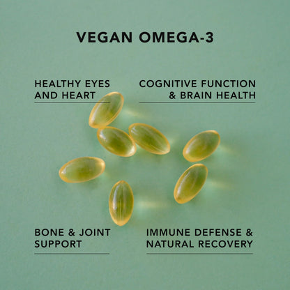 AMANDEAN Vegan Omega-3 Supplement, Algal Oil Algae DHA EPA Softgels, 120ct