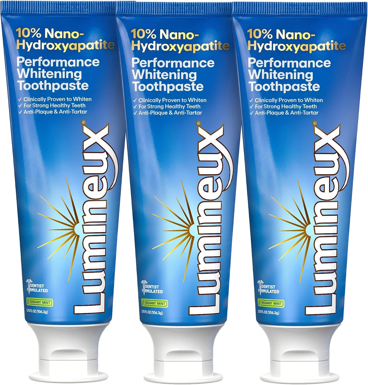 Lumineux, 10% Nano Hydroxyapatite Whitening Toothpaste, 3.75 oz, 3pk