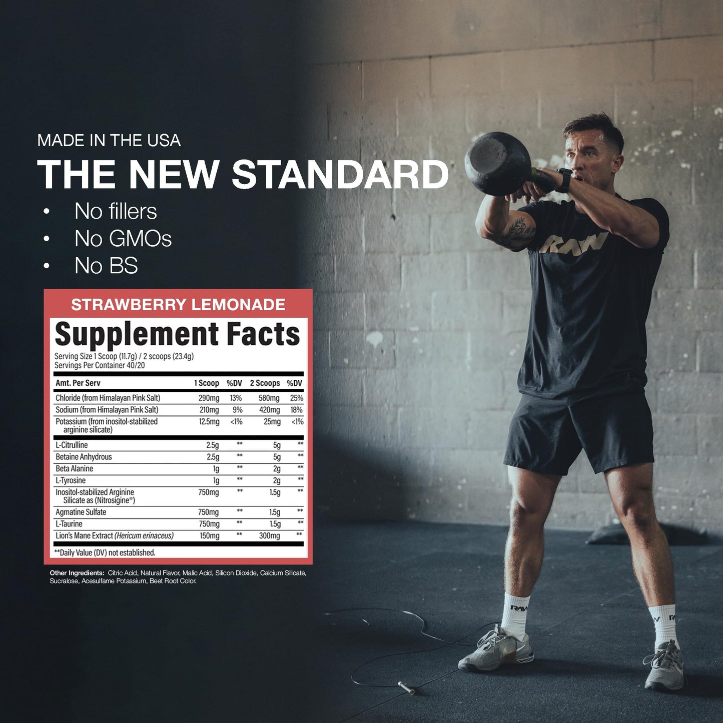 RAW Pump Stim Free Pre Workout (Watermelon) - Non-Stimulant Pre Workout Supplement Powder Nitric Oxide Booster - Pre Workout Supplements Drink for During Workout - 40 Servings