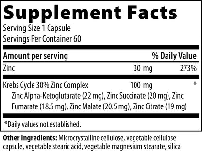 Vibrant Health, Krebs Zinc, Immune, Bone and Cellular Health Formula, 60 Capsules