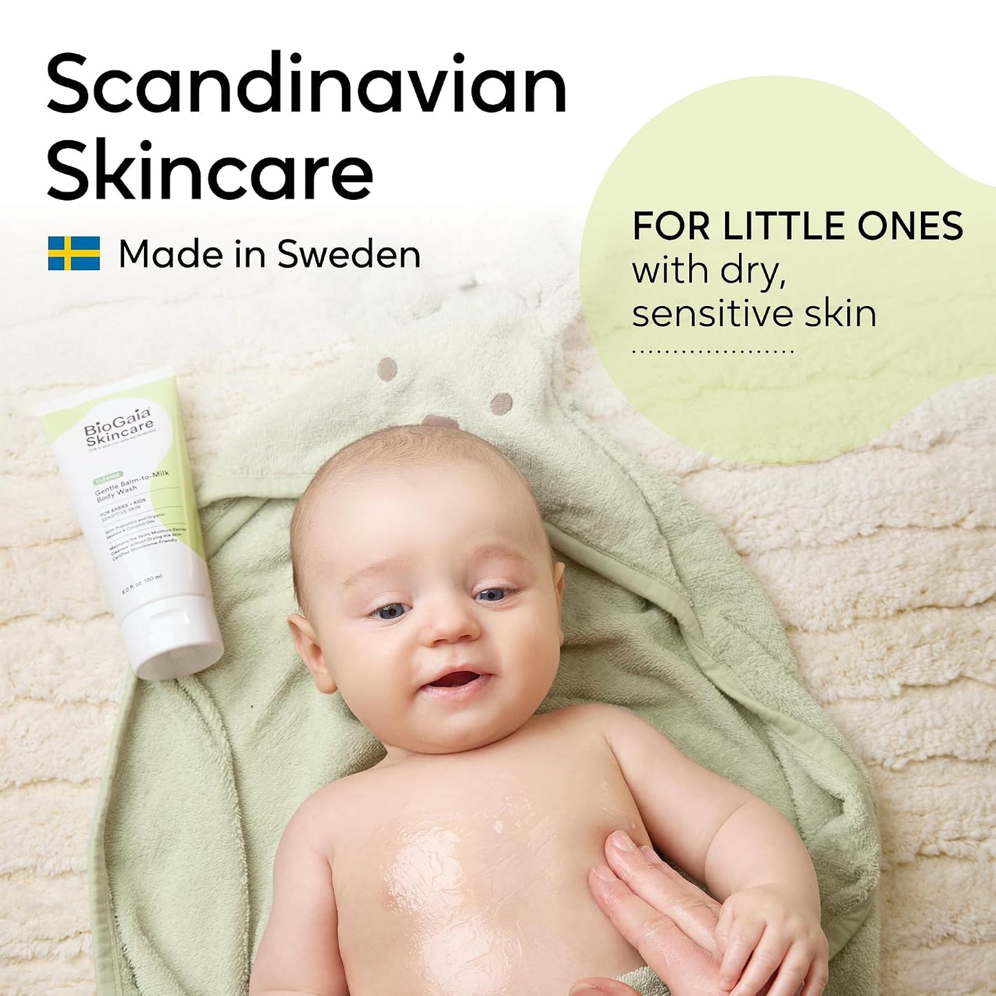 BioGaia Gentle Balm-to-Milk Body Wash | Scandinavian Baby & Kids Skincare | Oil-Based Cleanser | Fragrance & Essential Oil-Free | Supports a Healthy Skin Microbiome | Cold-Pressed, Organic Oils
