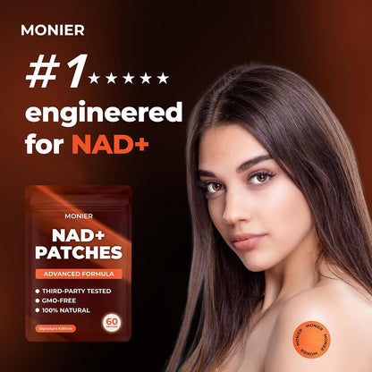 MONIER NAD Patches for Women & Men | NAD+ Patch for Energy & Healthy Aging | With CoQ10 & Nicotinamide, 60 Day Supply