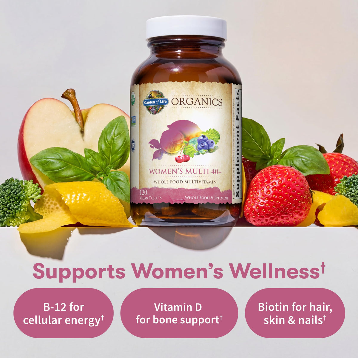 Garden of Life Organics Women 40+ Multivitamin, Vegan, 120 Tablets