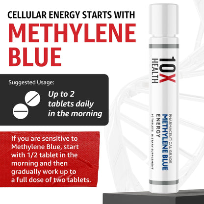 10X Health Methylene Blue Drops - 30ml Drops | Focus Support Supplement: With Black Pepper Extract, Energy Support, Vegan, Non-GMO, 30ml