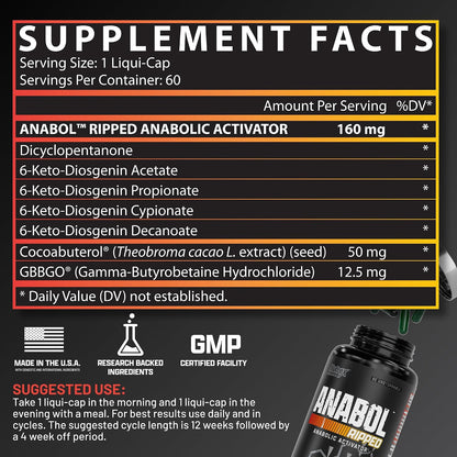 Nutrex Research Anabol Ripped & Nighttime PM Muscle Builder and Shredding Combo