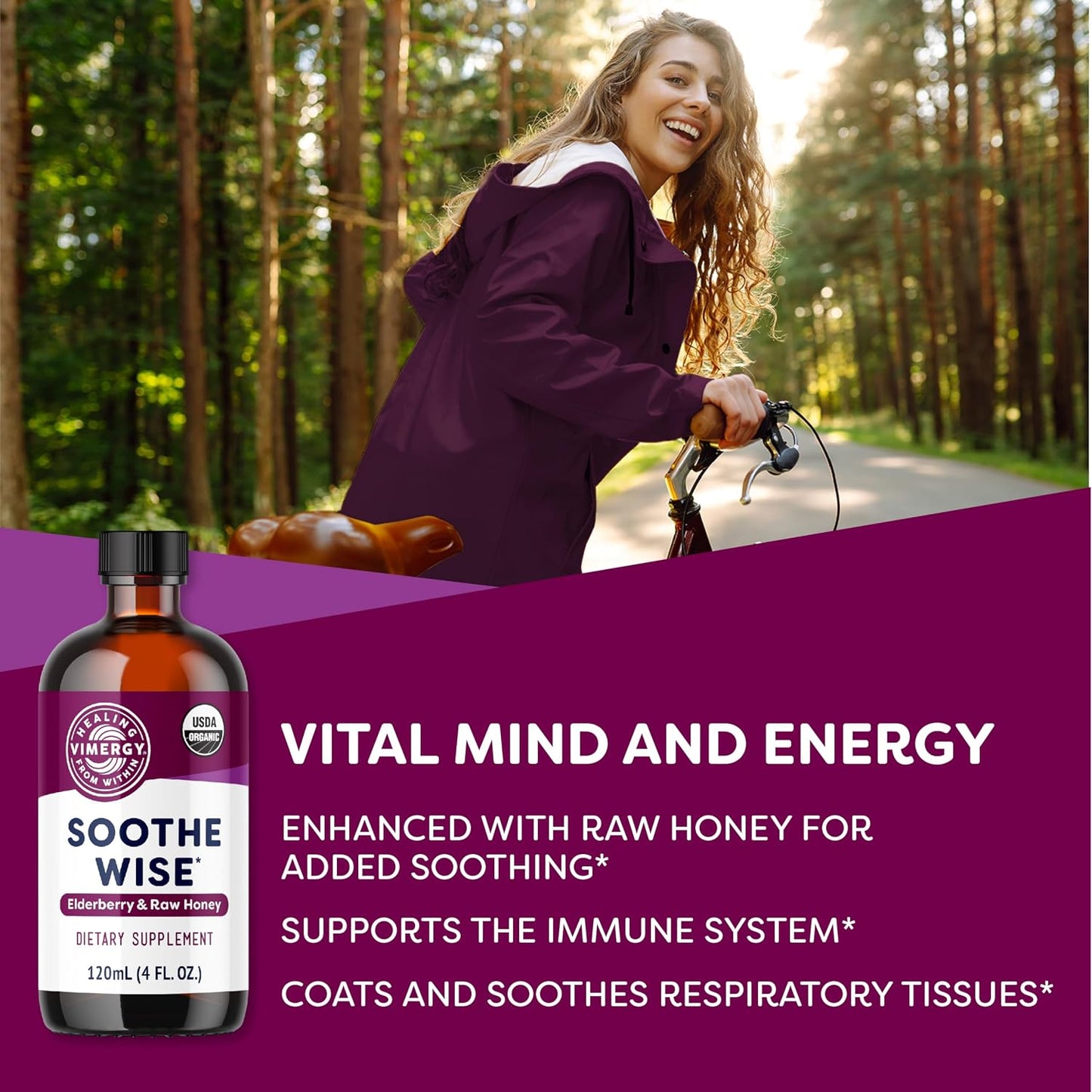 Vimergy Soothe Wise* – USDA Certified Organic – Immune Support with Elderberry & Honey – 24 5mL (1 TSP) Servings (940 mg Extract Per Serving) – Vegan, Paleo-Friendly, Gluten-Free (120 mL)