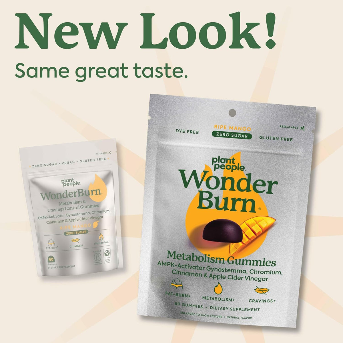 Plant People WonderBurn Metabolism Gummies, Ripe Mango Flavor (60 Count)