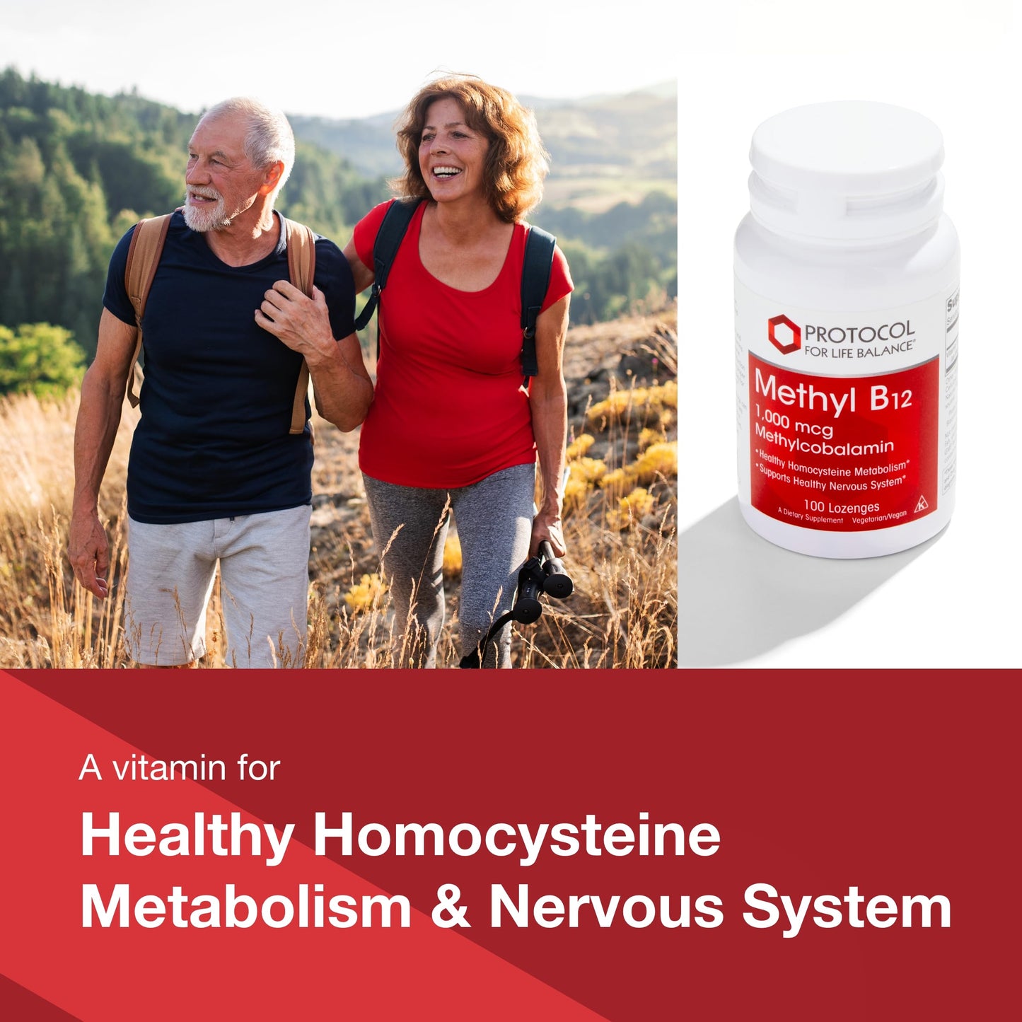PROTOCOL FOR LIFE BALANCE Methyl B12 5,000 mcg, Brain Health*, 60 Lozenges | Vitamin B12 for Homocysteine Metabolism*, Support Brain Health and Health Nervous System*, Kosher, Halal, and Vegan