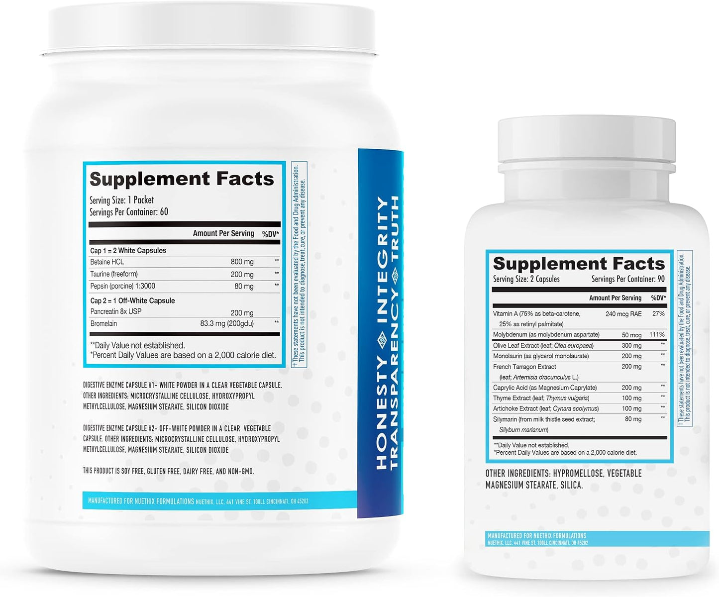 NuEthix Formulations Microbiome Balance and Digestive Wellness Supplement Bundle of Gut Defender+, 90 Servings and Utilyze, 60 Travel Packets