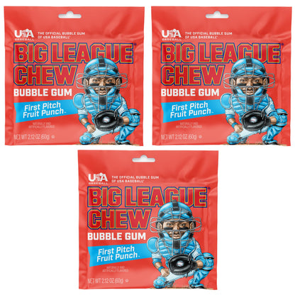 Big League Chew Original - Chewing Bubble Gum Pack of 3, 2.12 oz