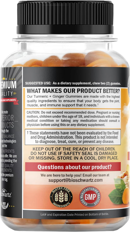 Turmeric Curcumin with Ginger Gummies, Peach Flavor, 120 Count