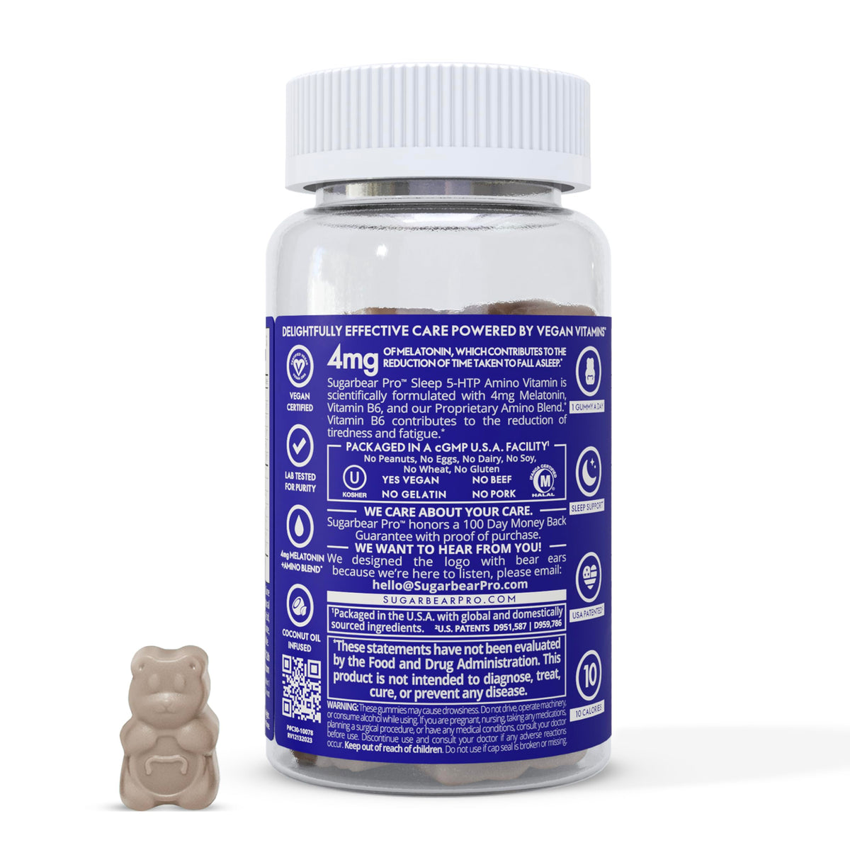 SugarbearPro Sleep Aid Gummies for Adults with Melatonin 4mg, Magnesium, L-Theanine