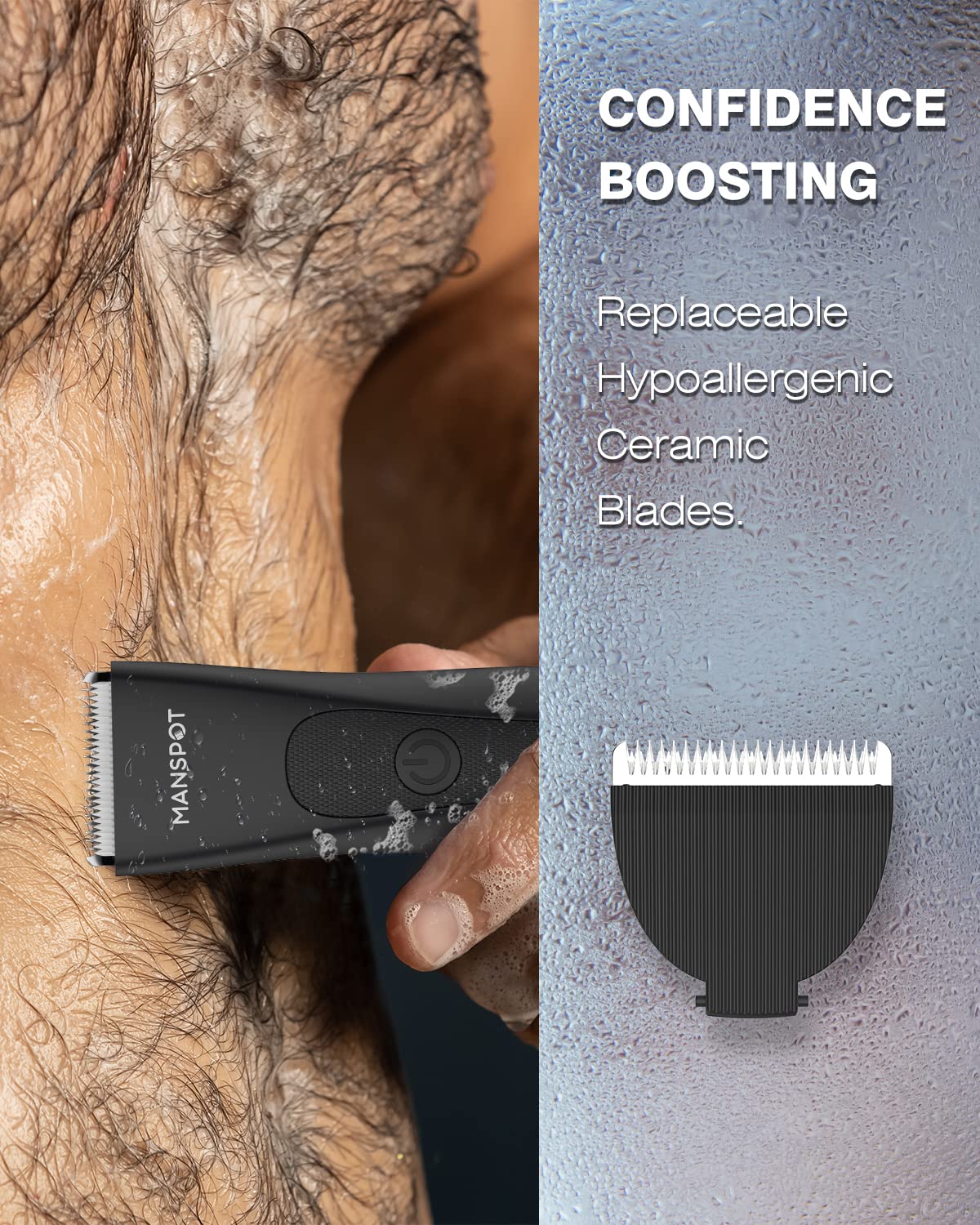 MANSPOT Manscape Groin Hair Trimmer for Men, Electric Ball Trimmer/Shaver, Replaceable