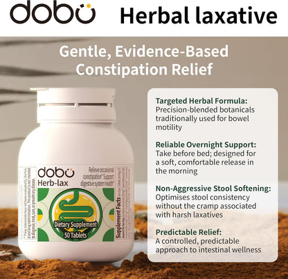 DOBO Senna Laxative Tablets for Constipation Relief,Gentle Herbal Lax | Stool Softener with Overnight Relief, Natural Formula,50 Count