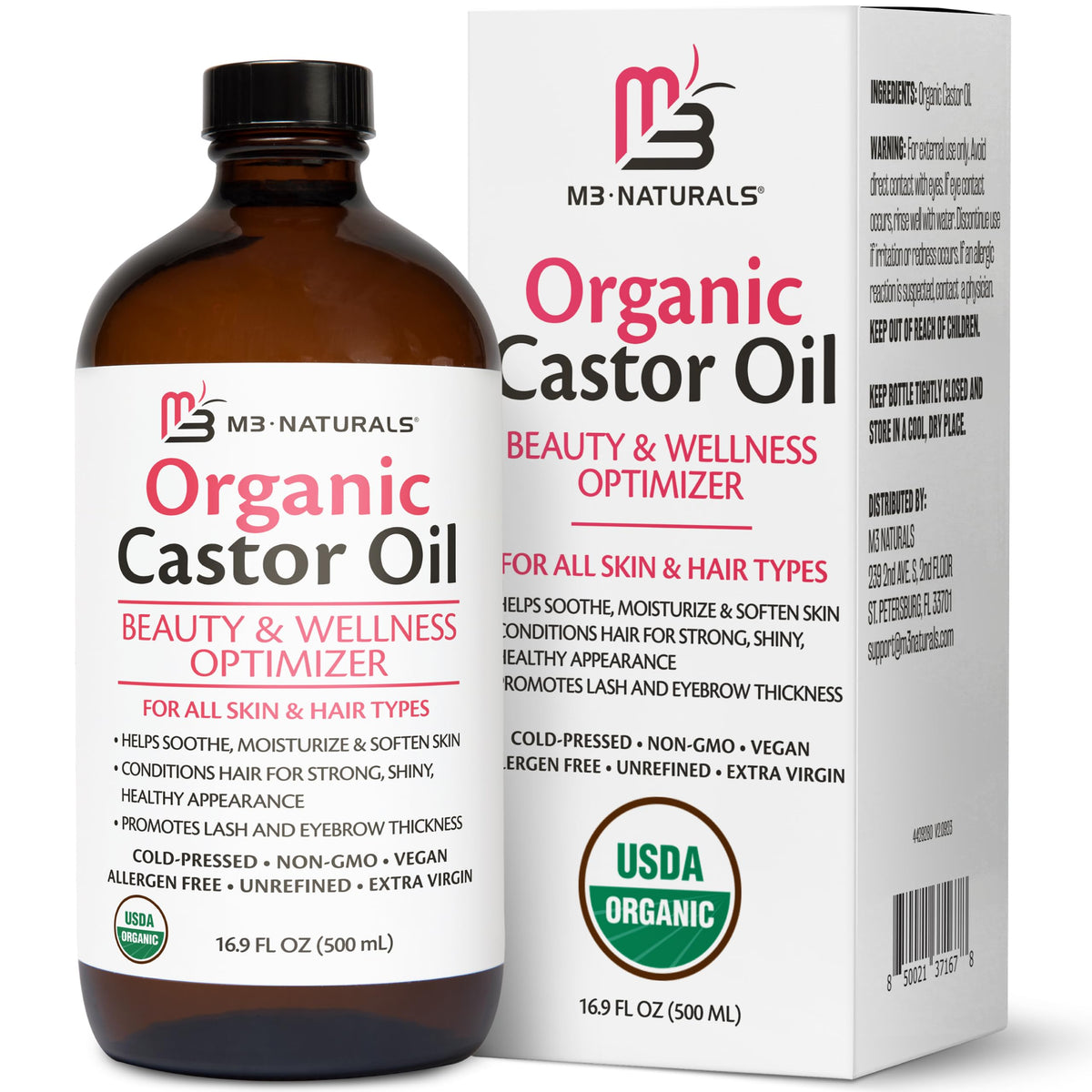 Organic Castor Oil Roll On - Extra Virgin, Unrefined & Hexane-free (3oz)