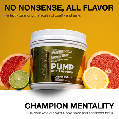 RAW Pump Stim Free Pre Workout (Watermelon) - Non-Stimulant Pre Workout Supplement Powder Nitric Oxide Booster - Pre Workout Supplements Drink for During Workout - 40 Servings