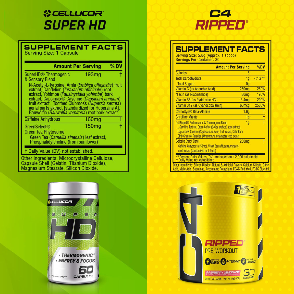C4 Ripped & SuperHD, The Thermogenic Bundle, C4 Ripped Pre Workout Powder