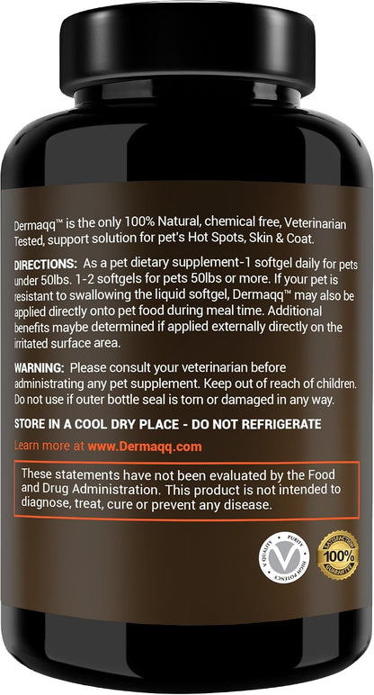 Dermaqq HIGH Absorption Ubiquinol (QH) - CoQ10 for Dog and Cat Hot Spots, Hair Loss, Dermatitis Support for Relief of Itchy, Dry and Irritated Skin