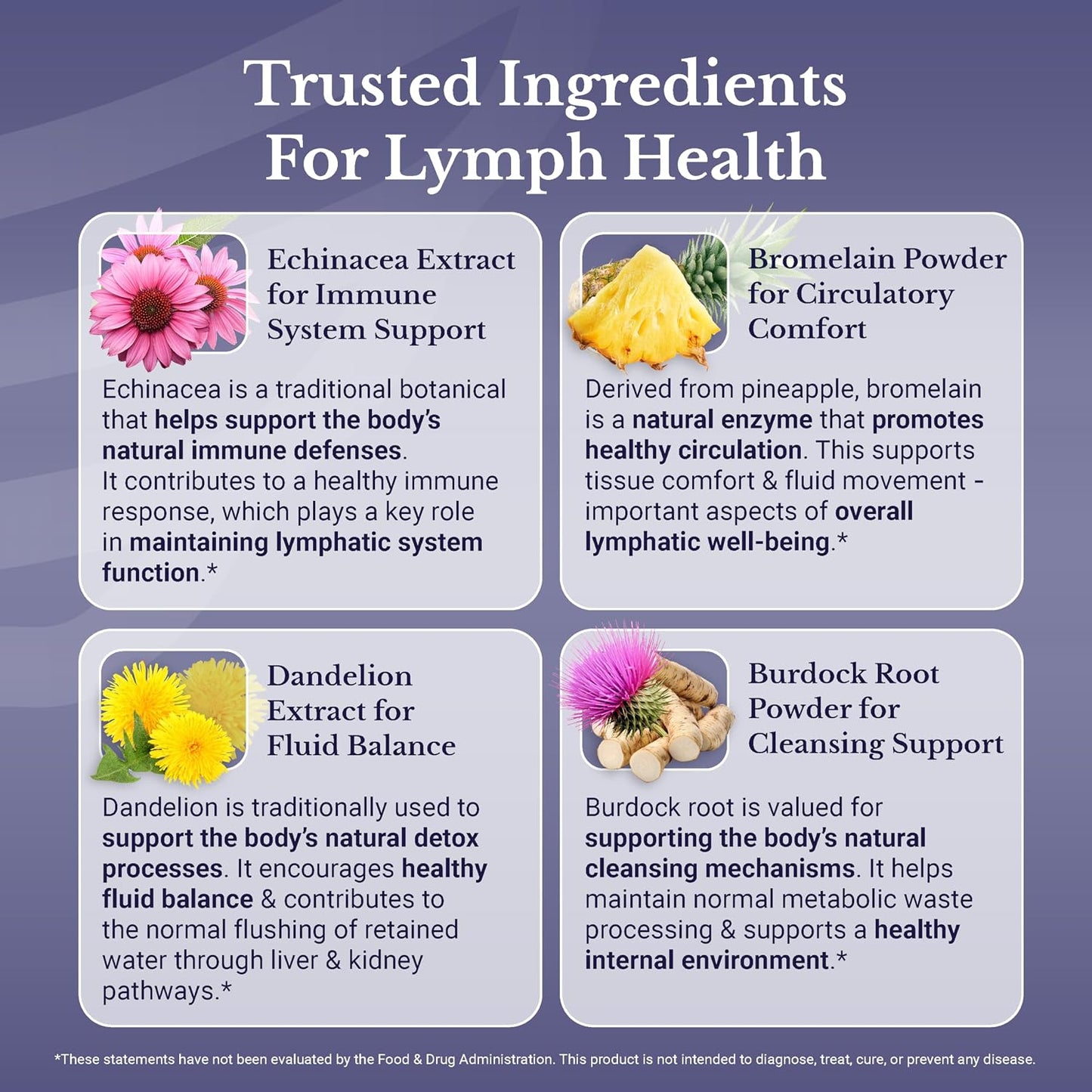 Lymph MD | Lymphatic Drainage Supplement | Lymph Support | Lymph System Support with Bromelain, Echinacea, Burdock Root, Dandelion, Rutin, Kelp. 30 Days Supply. 60 Capsules