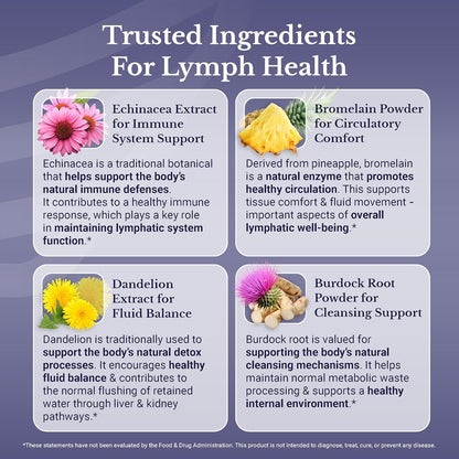 Lymph MD | Lymphatic Drainage Supplement | Lymph Support | Lymph System Support with Bromelain, Echinacea, Burdock Root, Dandelion, Rutin, Kelp. 30 Days Supply. 60 Capsules
