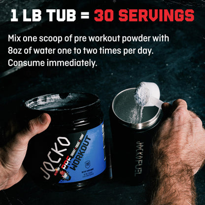 Jocko Fuel Ultimate Pre Workout Powder - Pre-Workout Energy Powder Drink for Men & Women - High Stim Sugar-Free Nootropic Blend to Support Muscle Pump, Energy, & Recovery 200mg Caffeine Blue Raspberry