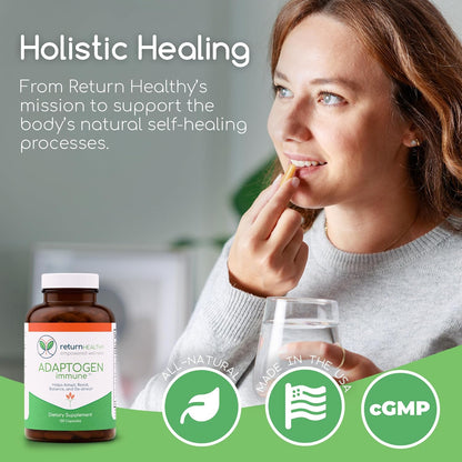 Adaptogen Immune, Adaptogens Supplements, Ashwagandha Supplements with Siberian Ginseng, Astragalus Root, and More - Promotes Healthy Body Functioning - Stress Relief Supplement, 120 Capsules