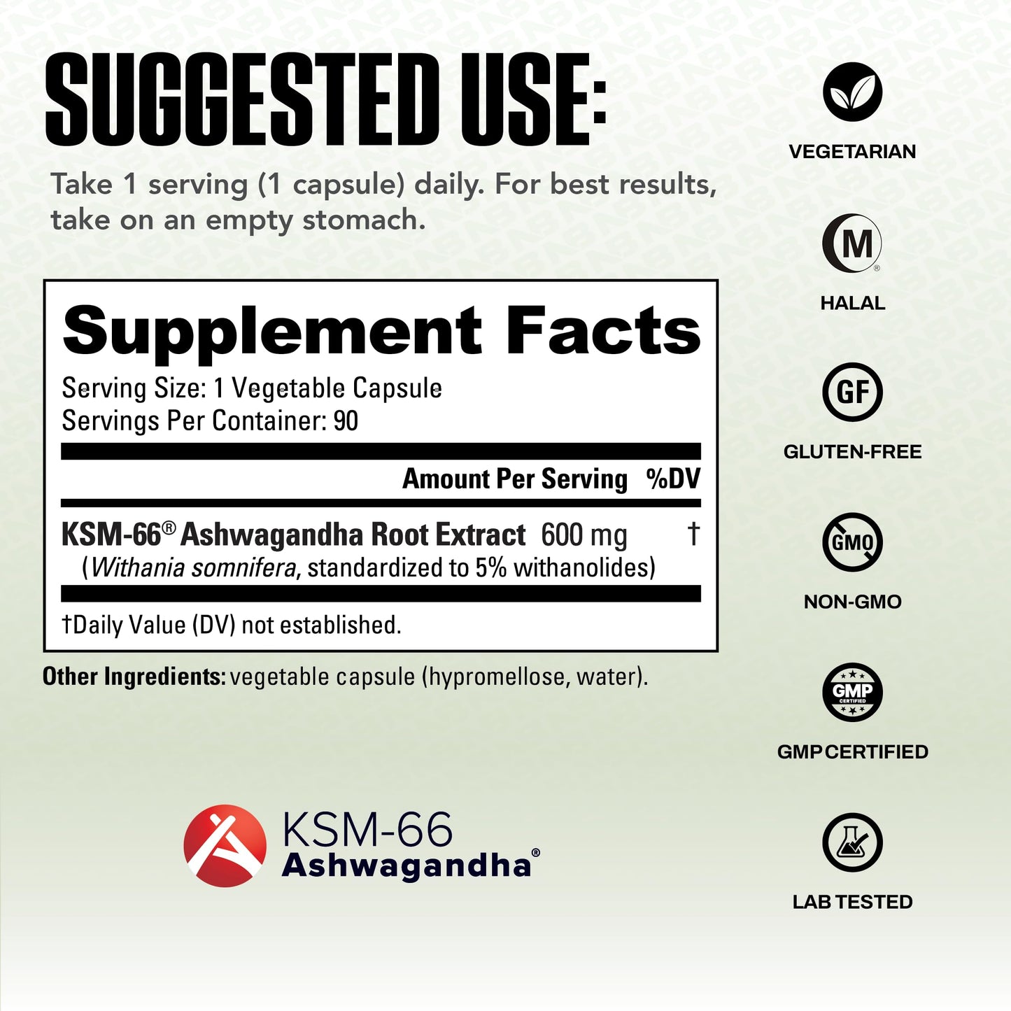 NutraBio Ashwagandha KSM-66 | Ashwagandha Herbal Supplement for Stress, Mood, & Performance | 600 MG of Clinically Studied KSM66 60 Capsules