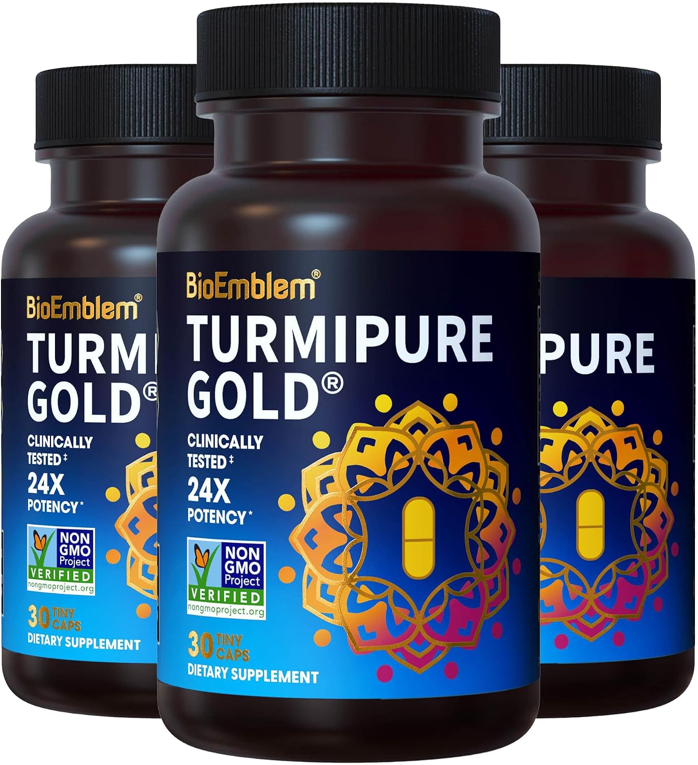 BioEmblem Triple Magnesium Complex and BioEmblem Turmeric Curcumin with Clinically Studied TurmiPure - Joint Support, Healthy Inflammation Turmeric Supplements