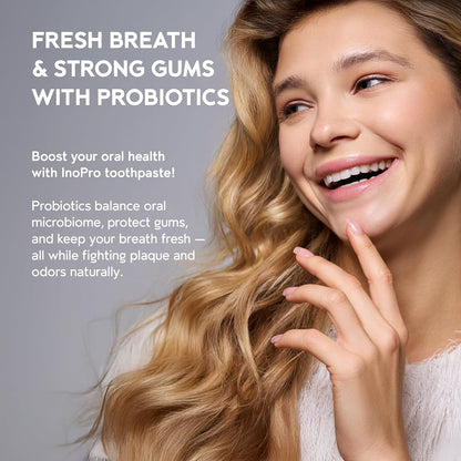 INOPRO Whitening Hydroxyapatite Toothpaste with Probiotic for Sensitive Teeth, Fluoride Free Enamel Support Toothpaste, SLS Free, Baking Soda, Coconut Oil, 5oz