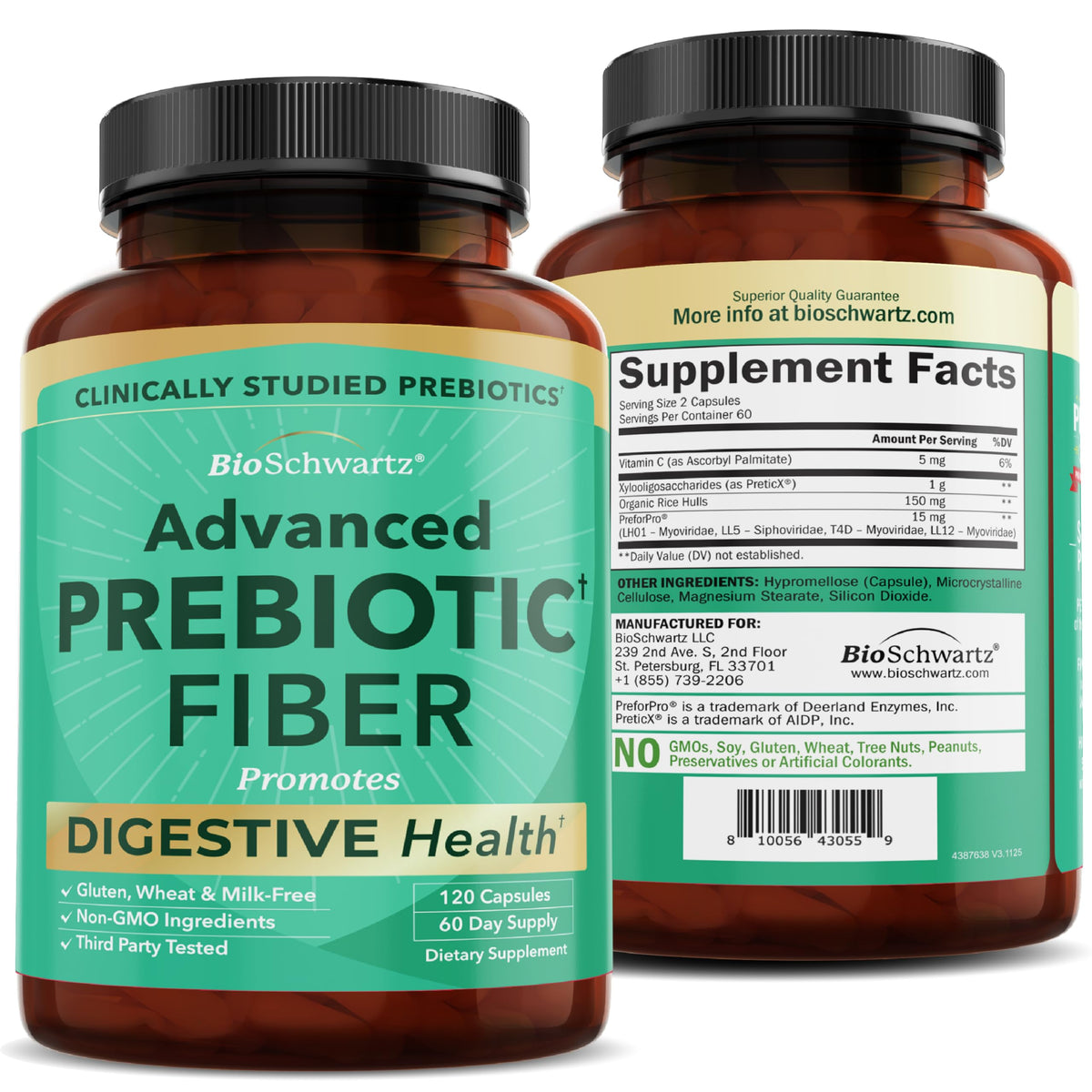 Advanced Prebiotic Fiber | Fast Acting Gut Health Supplement | 60 Capsules