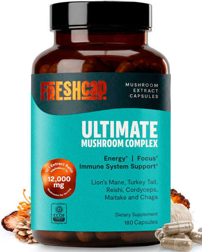 Premium Organic Mushroom Coffee – 12:1 Fruiting Body Extract – 29% Beta-Glucans – Smooth Tasting, 3rd-Party Tested for Clean Energy, No Jitters, Focus, Immune Support (15 Servings)