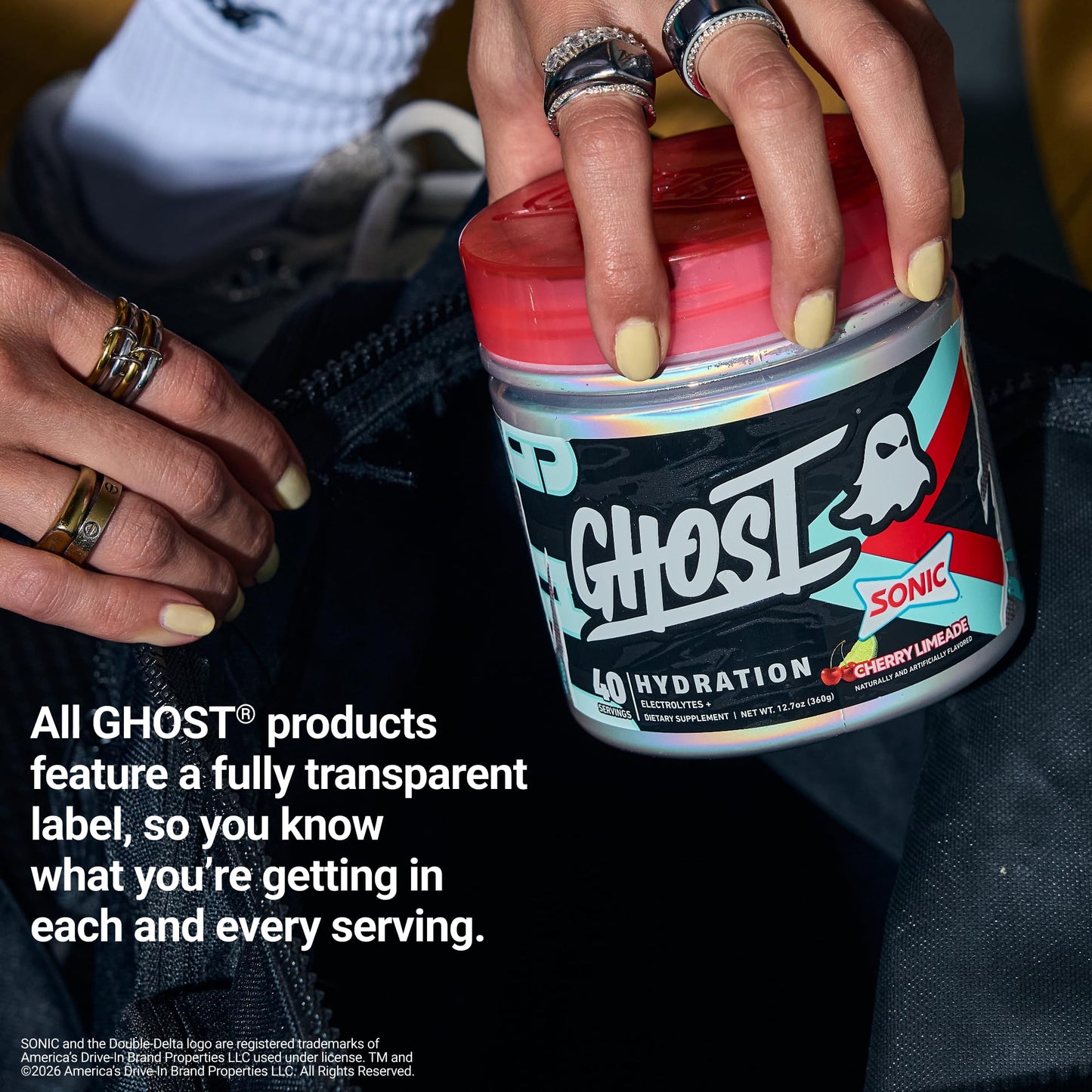 GHOST Hydration Sticks, Electrolyte Powder Packets, Sonic Cherry Limeade - 24 Sugar Free Instant Electrolyte Drink Mix - Caffeine-Free Daily Hydration & Immune Support with Clean Formula