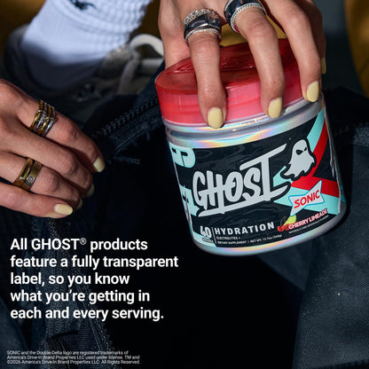 GHOST Hydration Sticks, Electrolyte Powder Packets, Sonic Cherry Limeade - 24 Sugar Free Instant Electrolyte Drink Mix - Caffeine-Free Daily Hydration & Immune Support with Clean Formula