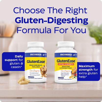 Enzymedica GlutenEase - Digestive Enzyme Supplement for Women & Men, Gluten & Casein Sensitivity Support, Enzymes for Digestion & Gut Health, Helps Gas & Bloating - 60 Caps