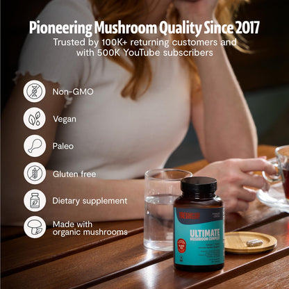 Premium Organic Mushroom Coffee – 12:1 Fruiting Body Extract – 29% Beta-Glucans – Smooth Tasting, 3rd-Party Tested for Clean Energy, No Jitters, Focus, Immune Support (15 Servings)