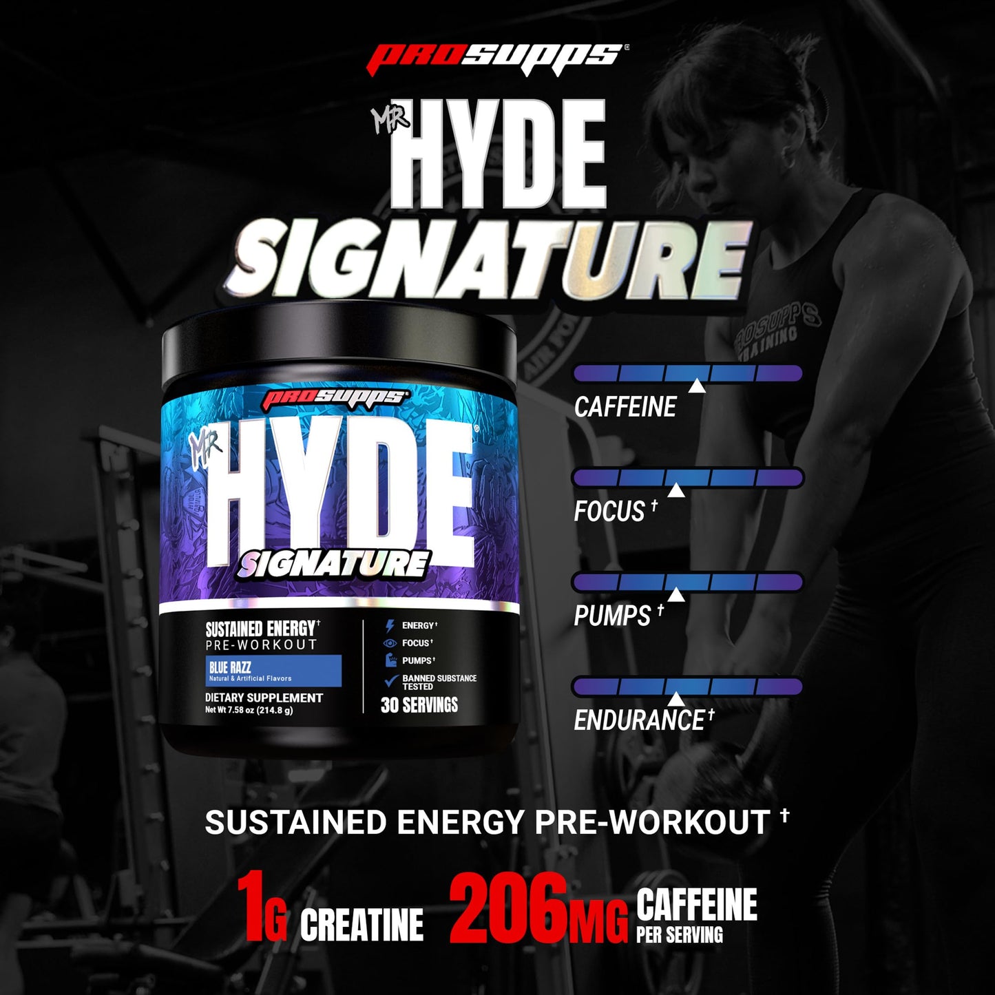 ProSupps Mr. Hyde Signature Pre Workout Powder with Creatine, Beta Alanine & Caffeine - Performance, Energy & Endurance - Clean Fitness & Gym Supplements for Men & Women (Blue Razz, 30 Servings)