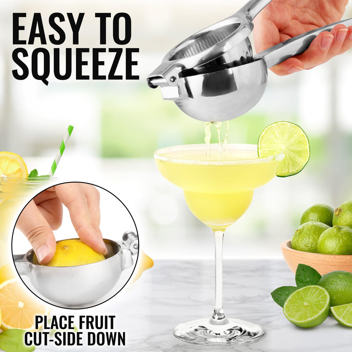 Zulay Kitchen Lemon Squeezer Stainless Steel - Premium Quality, Heavy Duty Solid